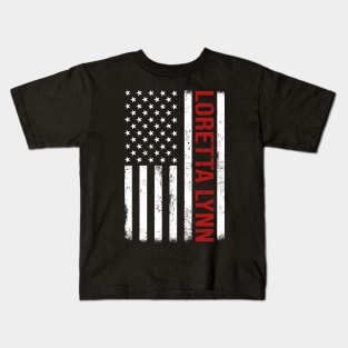 Graphic Loretta Proud Name US American Flag Birthday Gift Kids T-Shirt